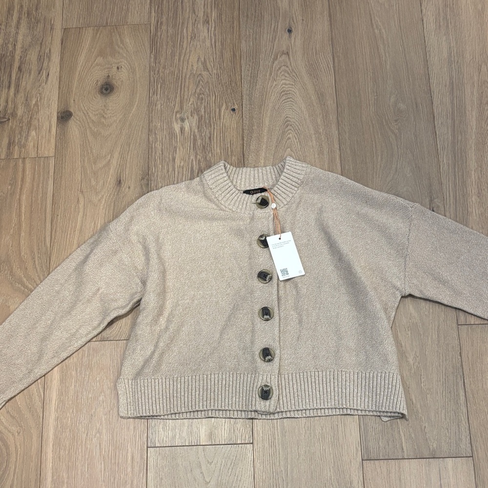 Quince Beige Button-Up Women's Sweater